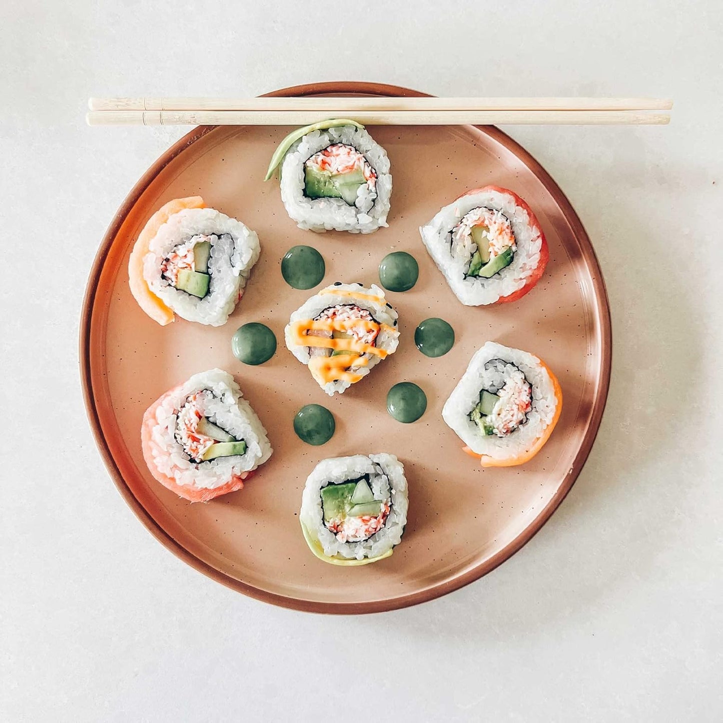 Mora Ceramic Flat Plates Set of 6-8 in - The Dessert, Salad, Appetizer, Small Lunch, etc Plate. Microwave, Oven, and Dishwasher Safe, Scratch Resistant. Kitchen Porcelain Dish - Neutrals
